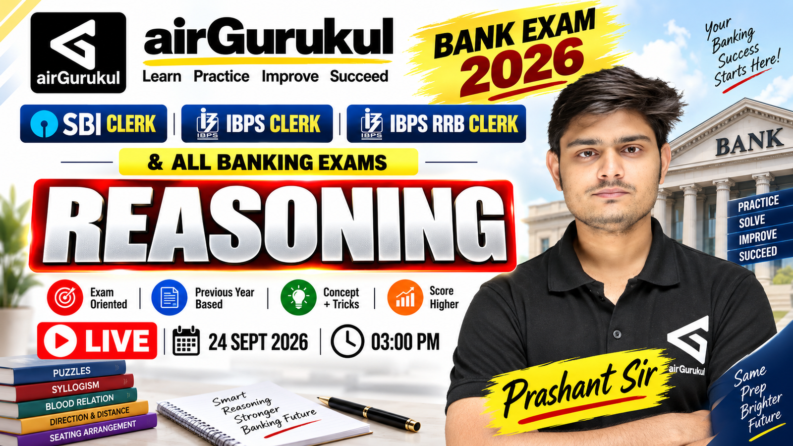 Bank Exam Reasoning 2026 | SBI Clerk | IBPS Clerk | IBPS RRB Clerk | Important Questions | #sbi – airGurukul