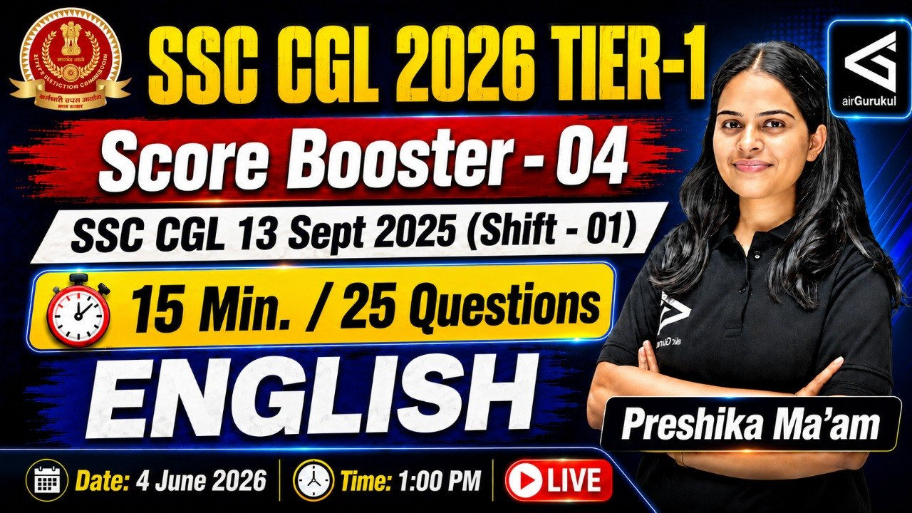 SSC CGL 2026 English | 13 Sept 2025 Shift – 1 PYQs with Solution | Grammar & Vocabulary Practice – airGurukul