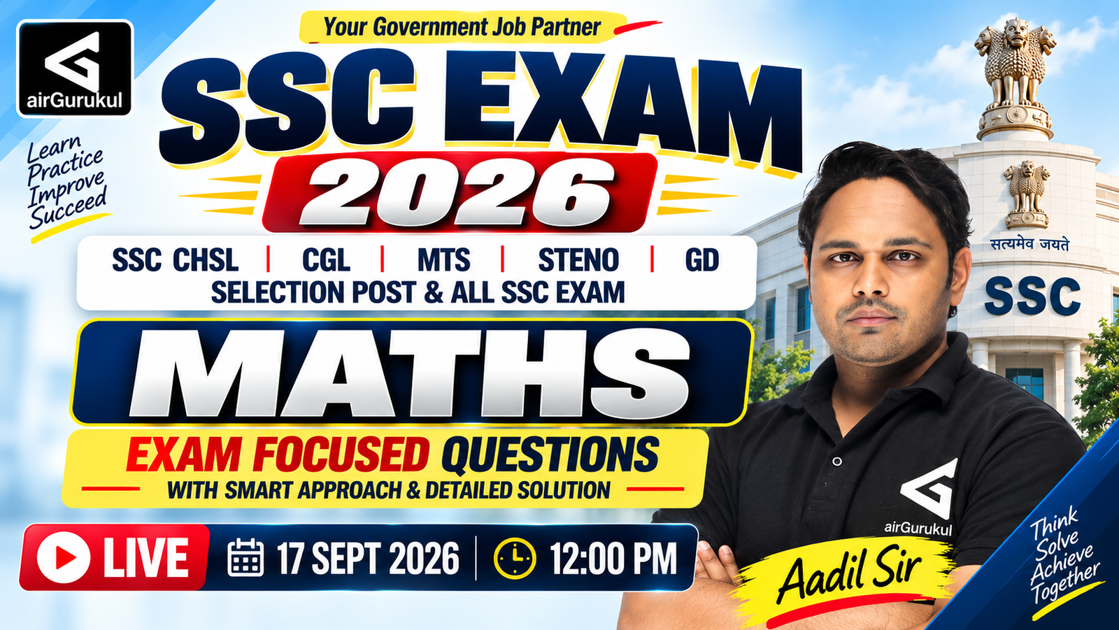 SSC Maths 2026 | Most Important Questions | SSC CGL, CHSL, MTS, Steno & GD | Aadil Sir – airGurukul