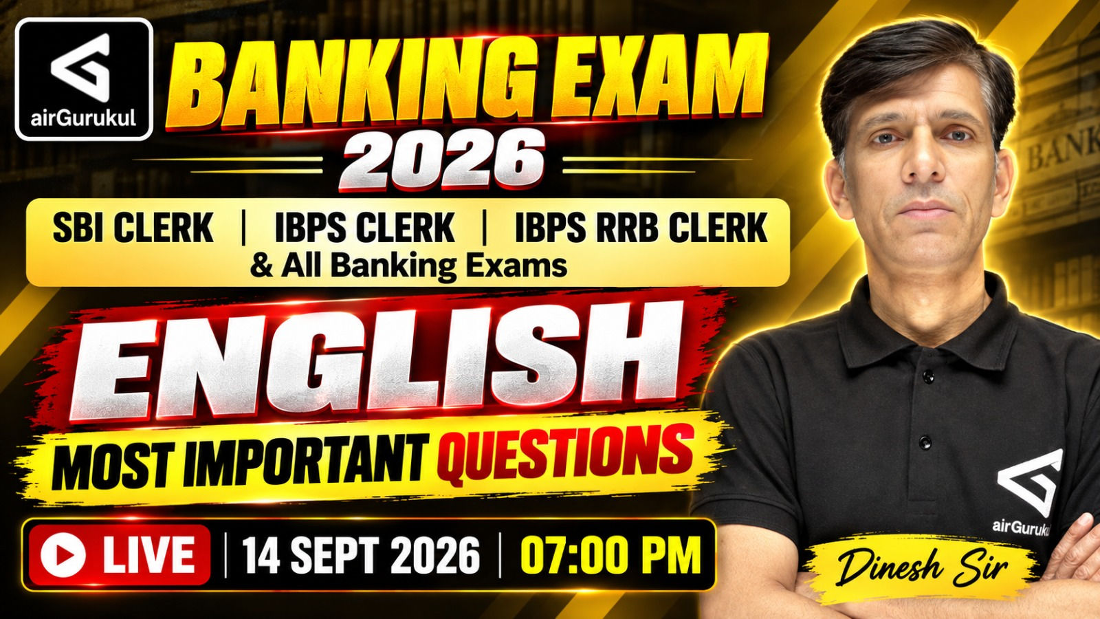 BANKING EXAM 2026 ENGLISH MOST IMPORTANT QUESTIONS | SBI Clerk | IBPS Clerk | RRB Clerk – airGurukul