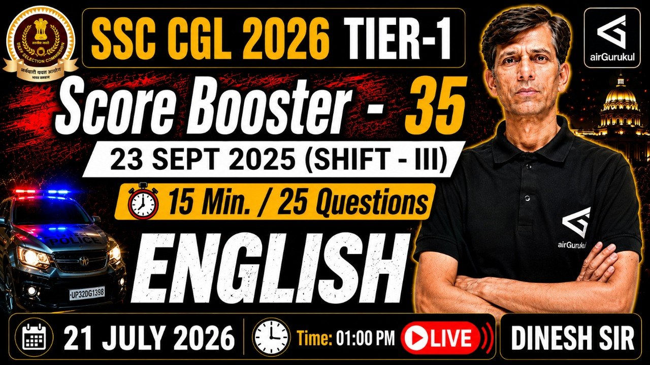 SSC CGL 2026 English | 23 Sept 2025 Shift–3 PYQs with Solution | Grammar & Vocabulary Practice – airGurukul
