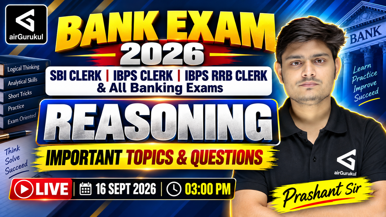 BANK EXAM 2026 REASONING Most Important Topics & Questions | SBI Clerk | IBPS Clerk | RRB Clerk – airGurukul
