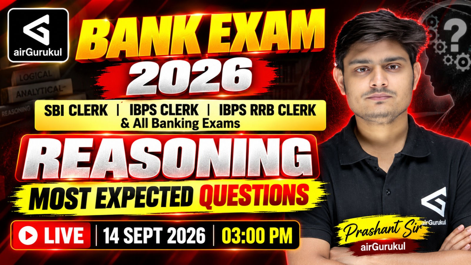 BANK EXAM 2026 REASONING MOST EXPECTED QUESTIONS | SBI Clerk | IBPS Clerk | RRB Clerk #sbi – airGurukul