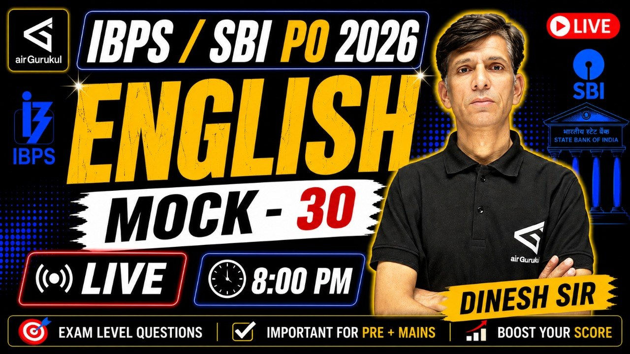 All Banking Exams | IBPS PO | SBI PO 2026 | English | Mock - 30 | Most Expected Questions – airGurukul