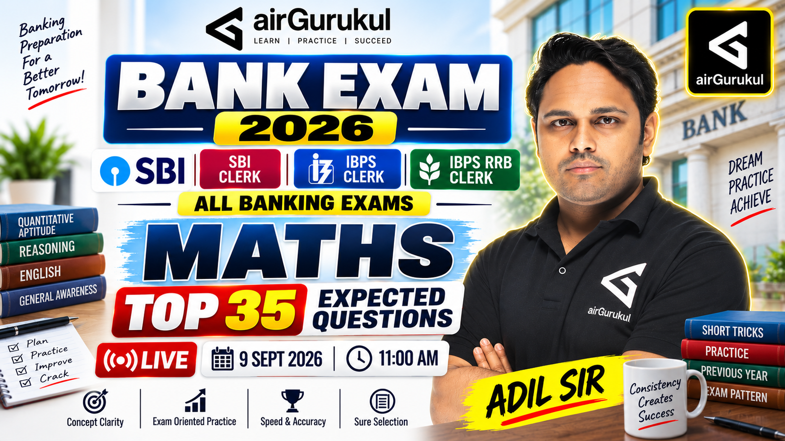 BANK EXAM 2026 | Maths TOP 35 Expected Questions | SBI Clerk, IBPS Clerk, RRB Clerk | LIVE – airGurukul