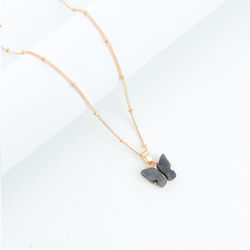 Thumbnail: Gold Plated Crystal Butterfly Necklace