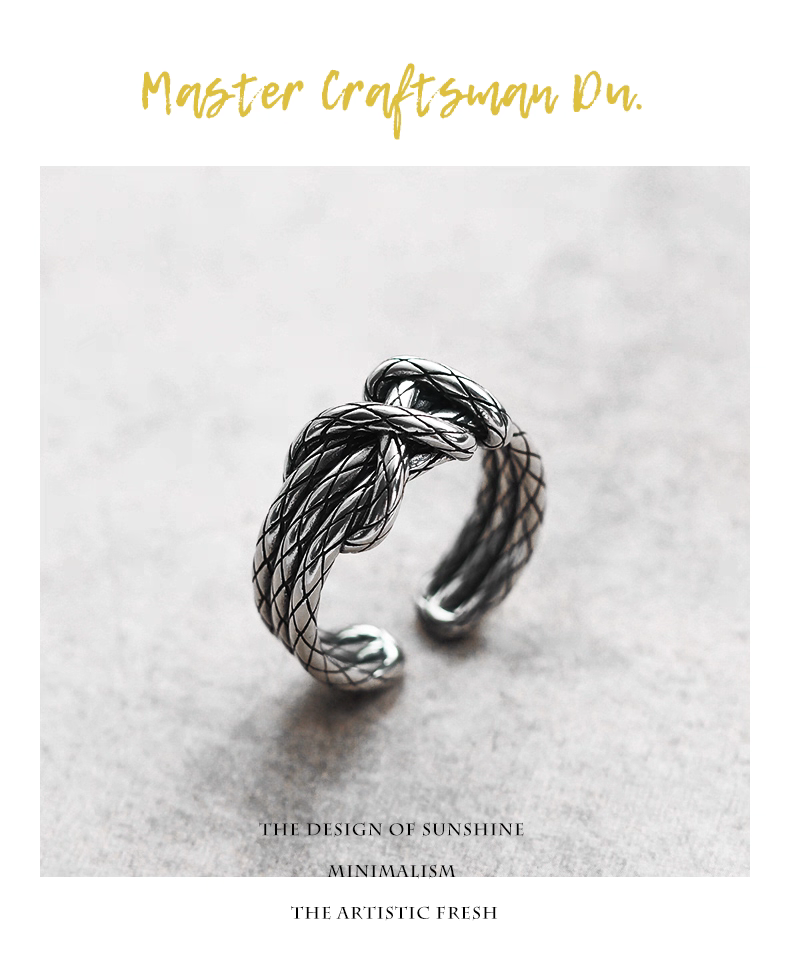 Thumbnail: Vintage-Style Twisted Rope Design Sterling Silver Ring