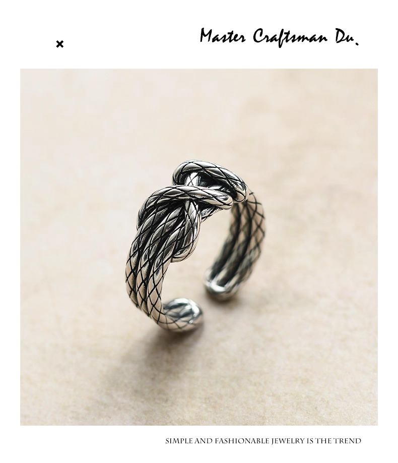 Thumbnail: Vintage-Style Twisted Rope Design Sterling Silver Ring