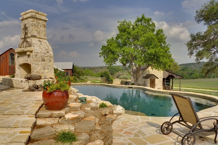 Pool and Fireplace After