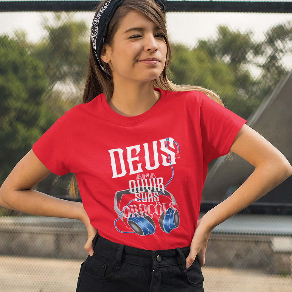 Miniatura: Camiseta Fone Deus Adora Ouvir Suas Orações Feminina