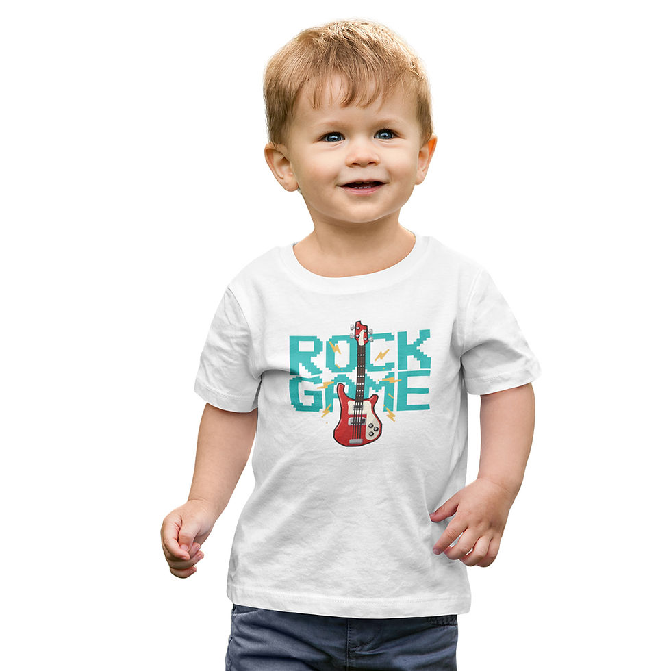 Miniatura: Camiseta Infantil Unissex Rock Game Pixel Guitarra