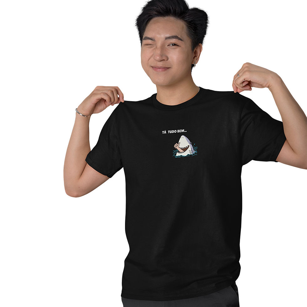 Miniatura: Camiseta Masculina Tá Tudo Bem Tubarão Minimalista Divertida