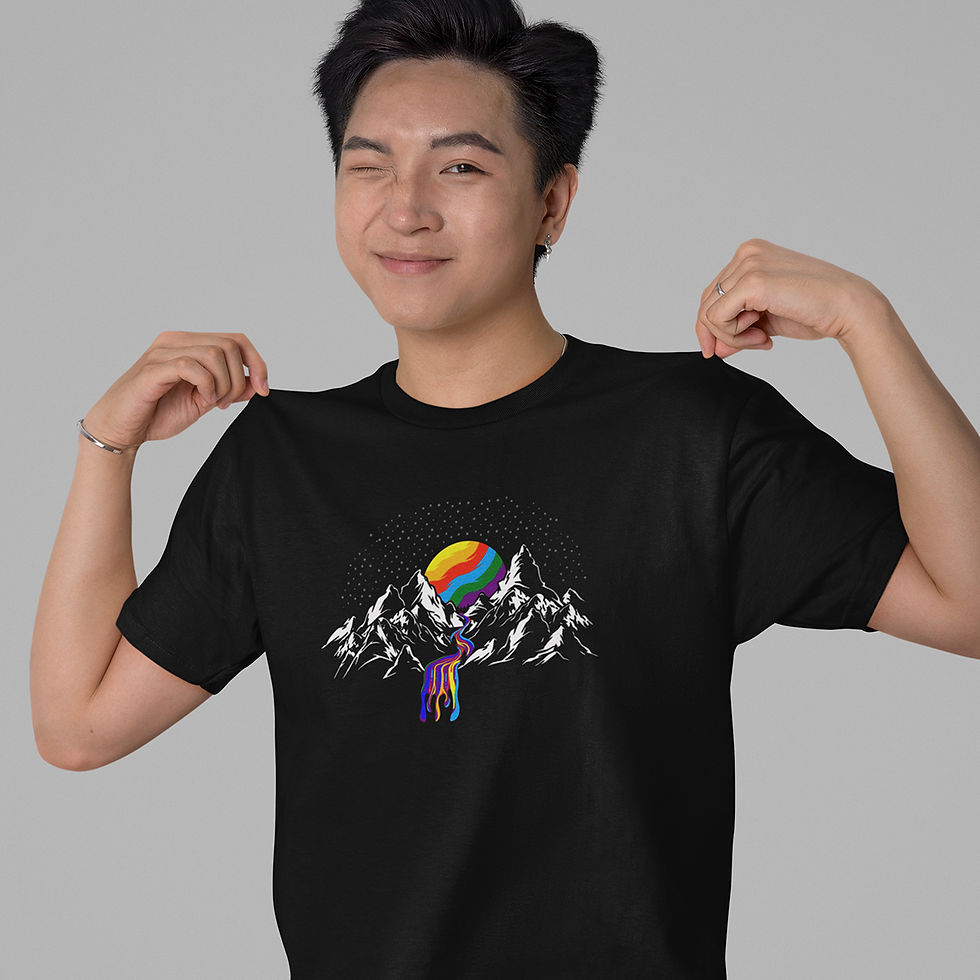 Miniatura: Camiseta Masculina Planeta Arco íris Estrelas na Noite Preta