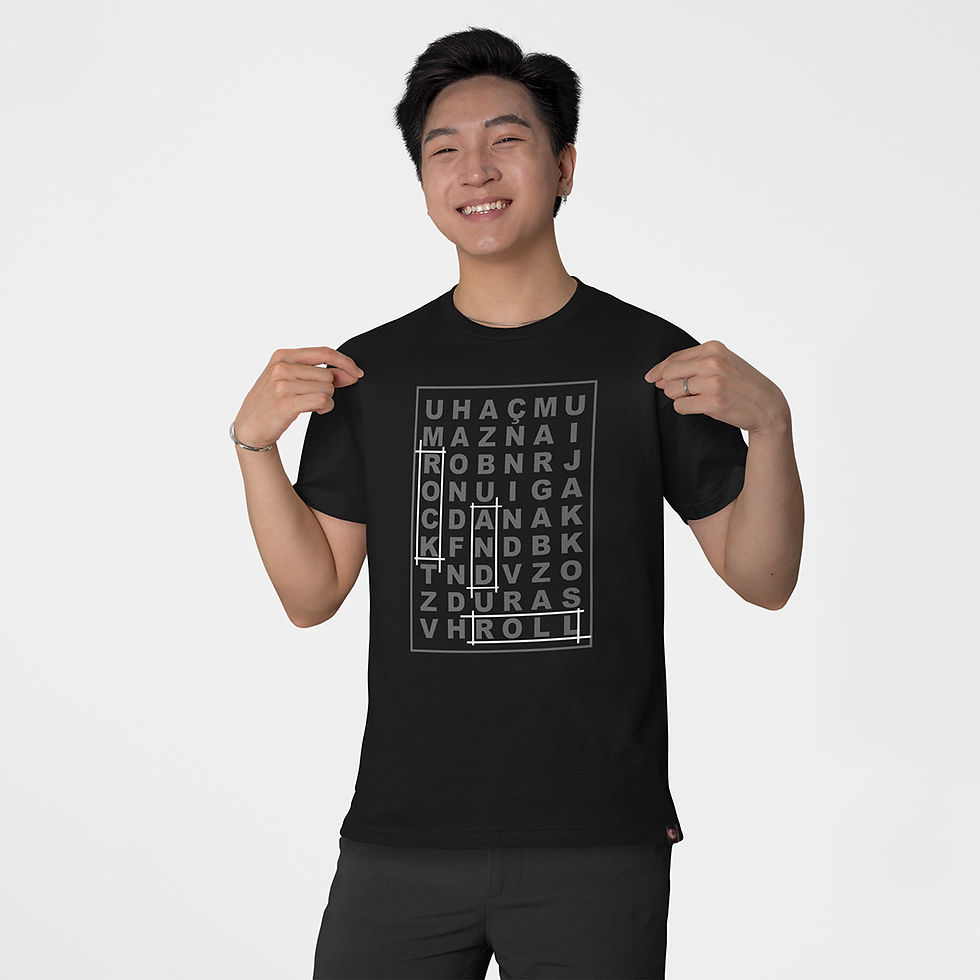 Miniatura: Camiseta Masculina Rock And Roll Caça Palavras Preta