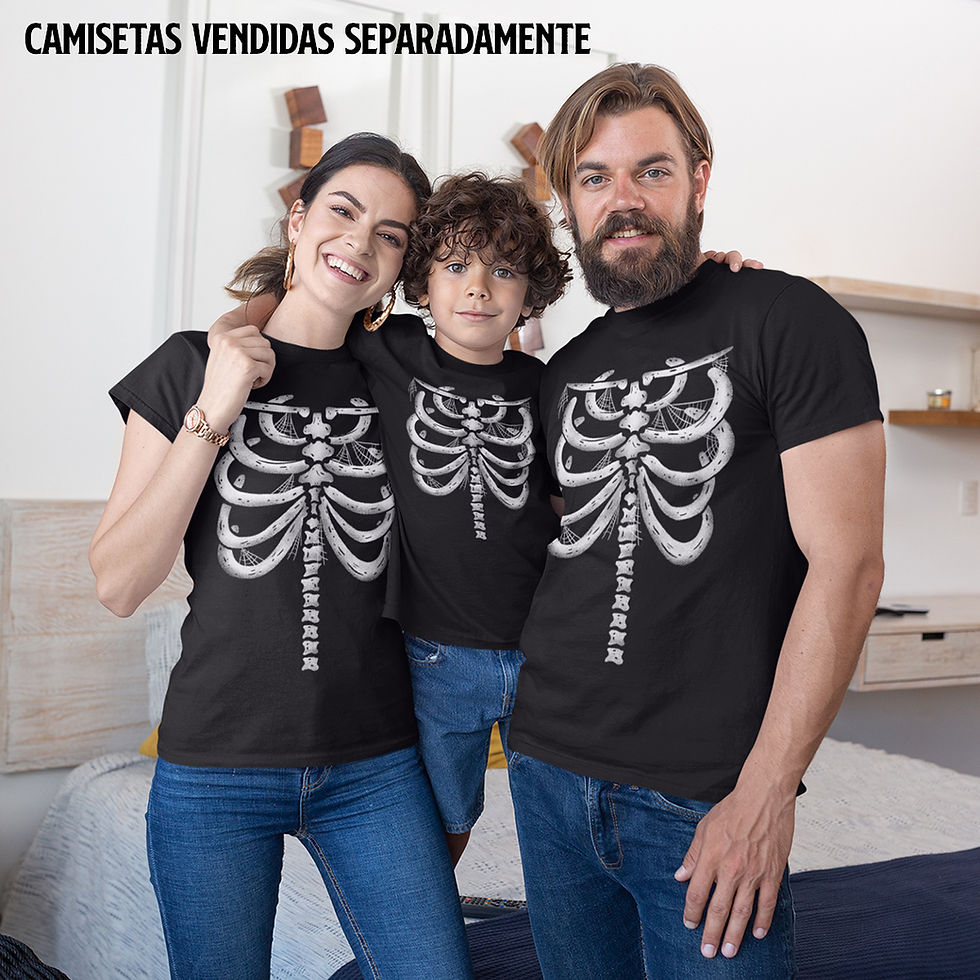 Miniatura: Camiseta Feminina Esqueleto Halloween Ossos Teias Baby Look