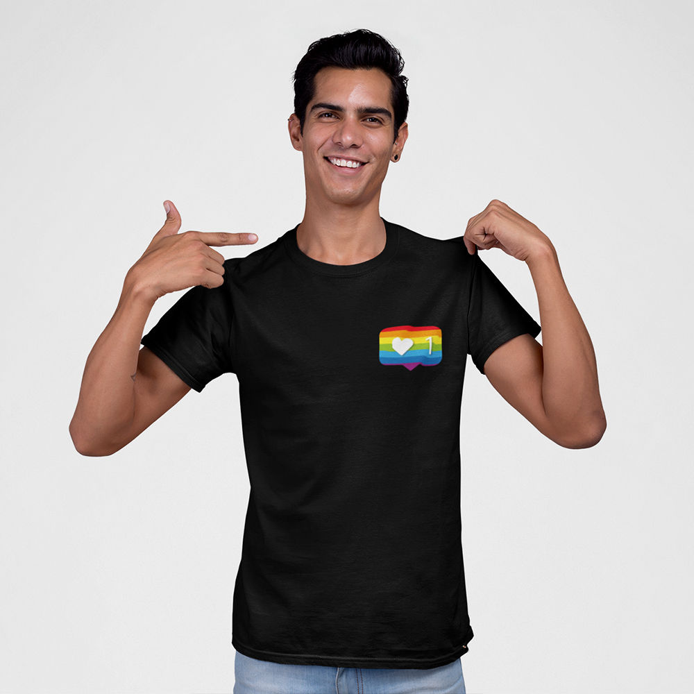 Camiseta Masculina Pride 1 Seguidor LGBT  Asa Anjo   Preta