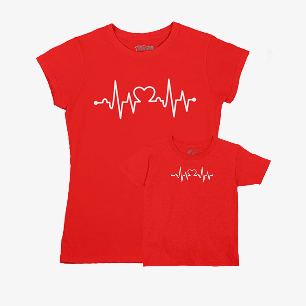 Kit Dia das Mães Camisetas Tal Mãe Filha Batimento coração