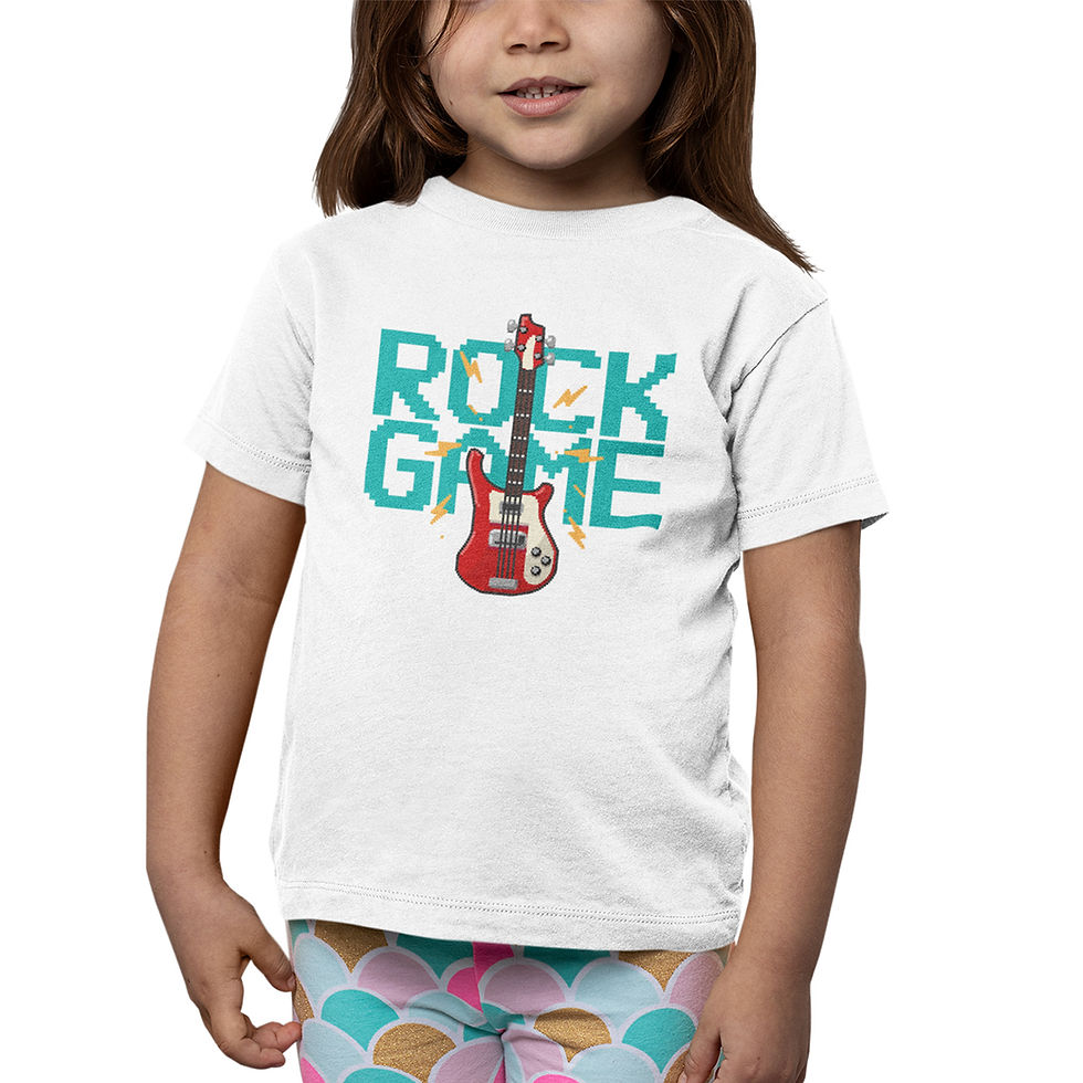 Miniatura: Camiseta Infantil Unissex Rock Game Pixel Guitarra