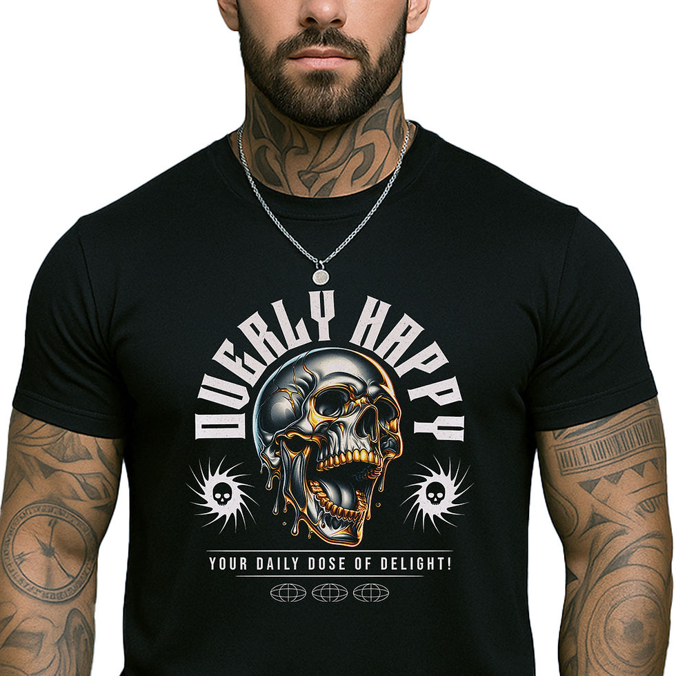 Miniatura: Camiseta Caveira Dourada Overly Happy Hipster