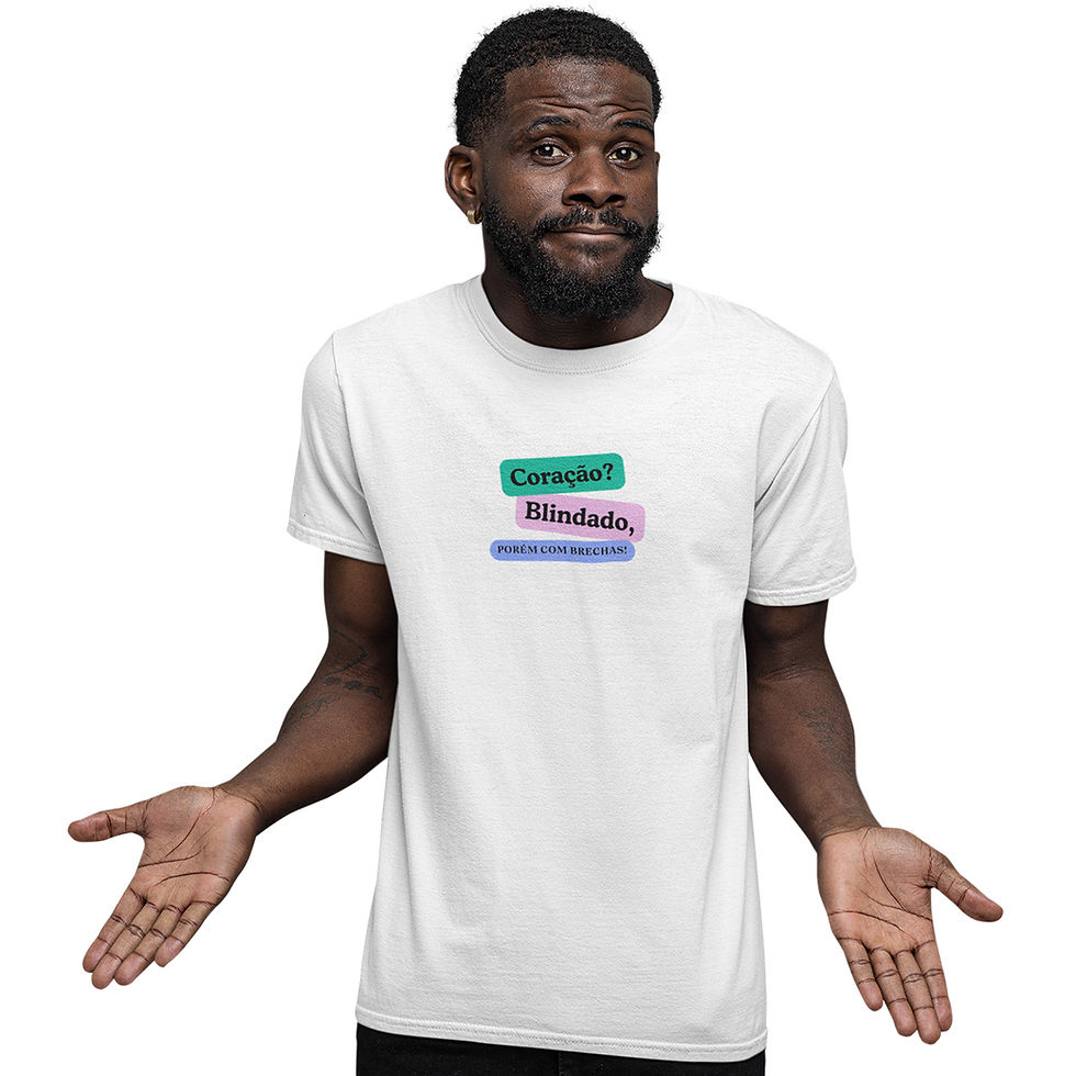 Miniatura: Camiseta Masculina Coração Blindado Porém com Brechas Frase