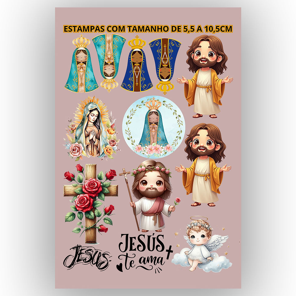 Miniatura: Folha A4 Impressa DTF Tema Religioso 20x28cm Pronta