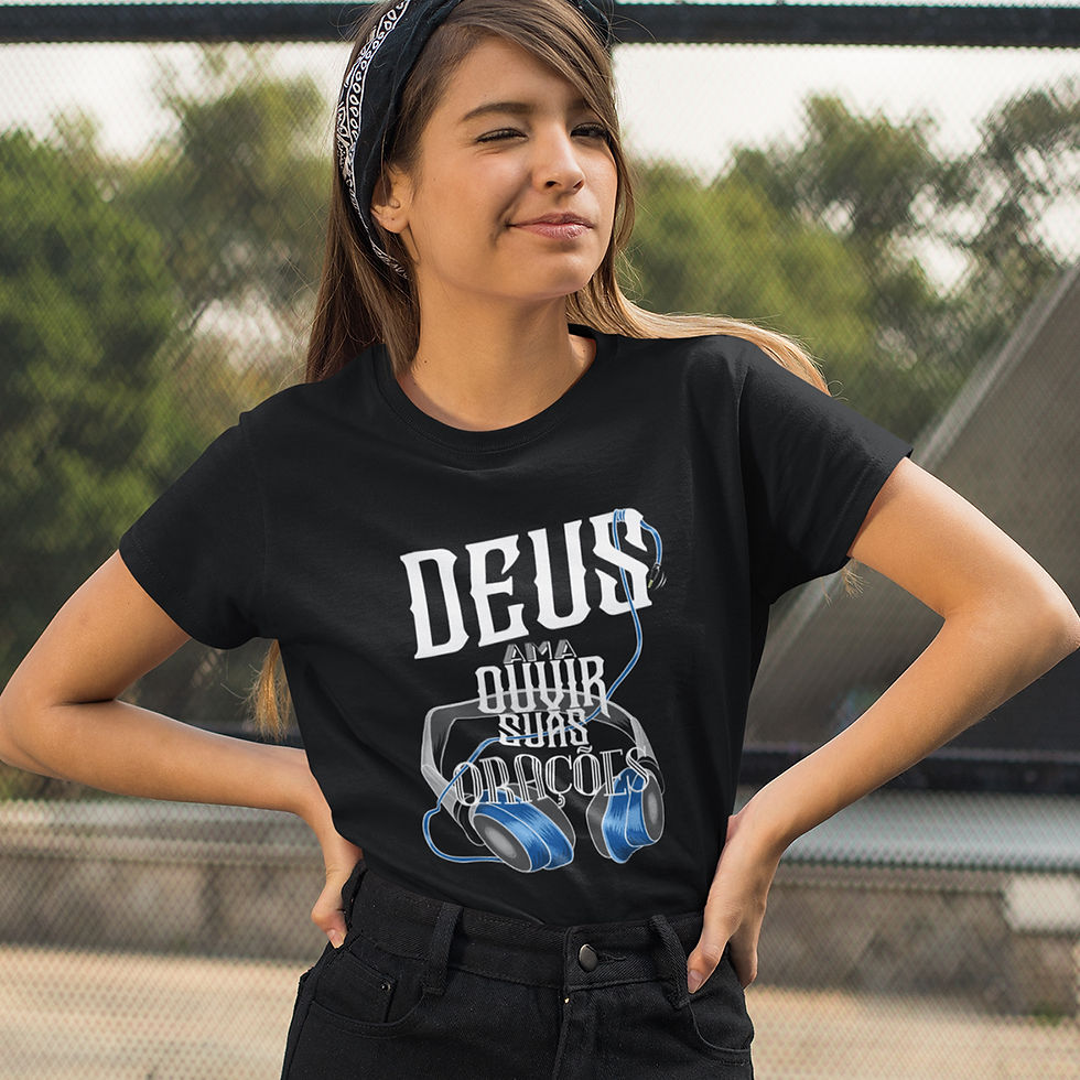 Miniatura: Camiseta Fone Deus Adora Ouvir Suas Orações Feminina