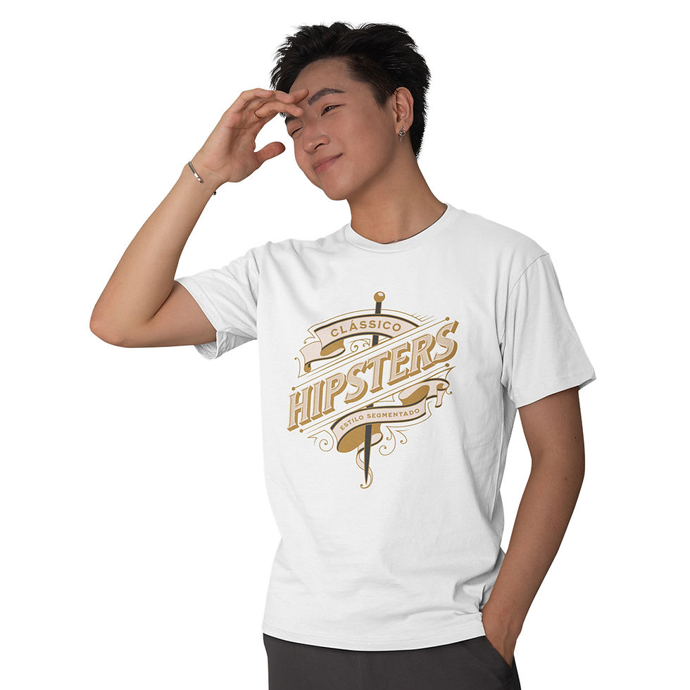 Miniatura: Camiseta Masculina Hipsters Estilo Segmentado Vintage Retro