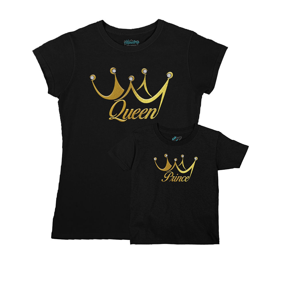 Kit Camisetas Tal Mãe Tal Filho Rainha Príncipe Queen Preta