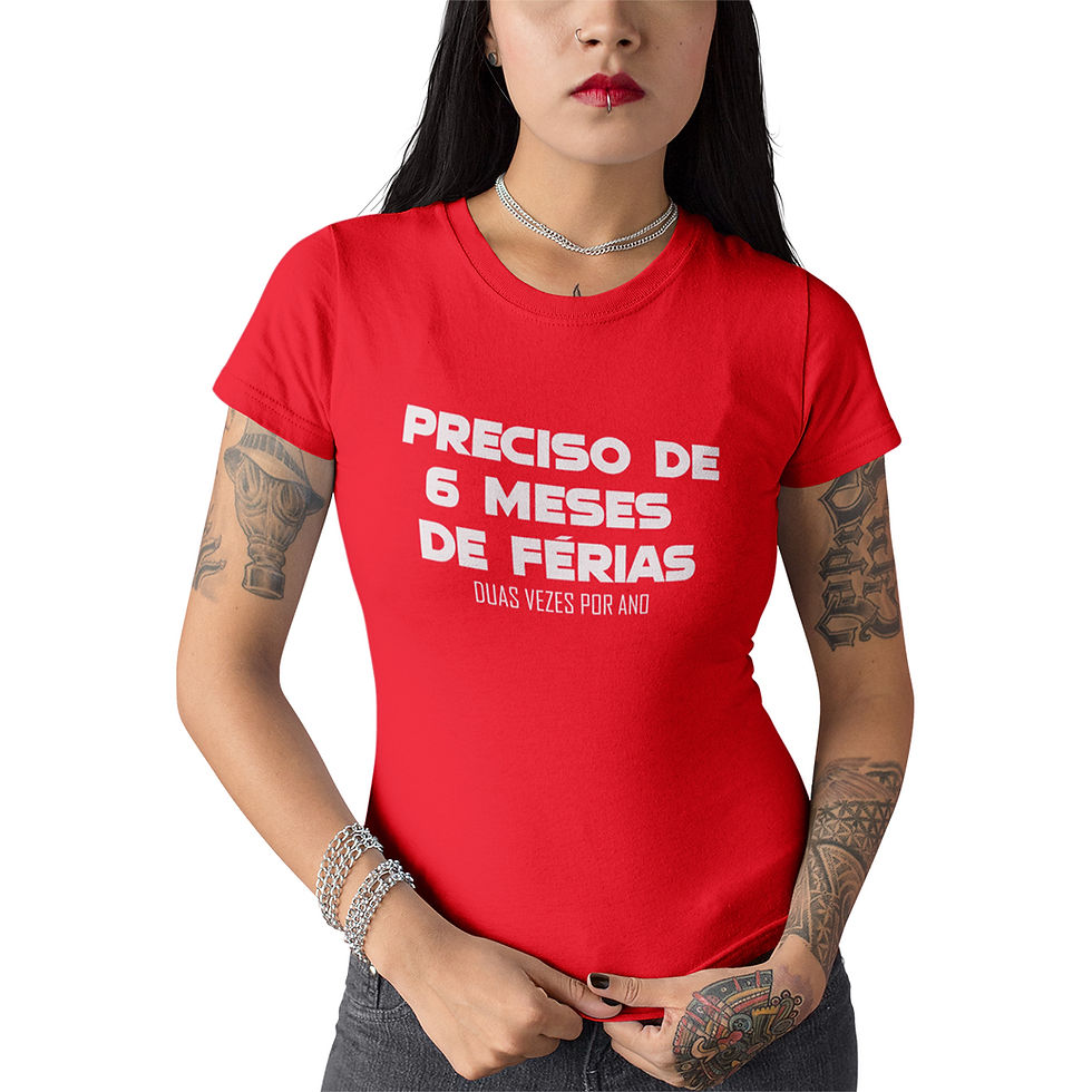 Miniatura: Camiseta Feminina Frase 6 Meses de Férias Baby Look