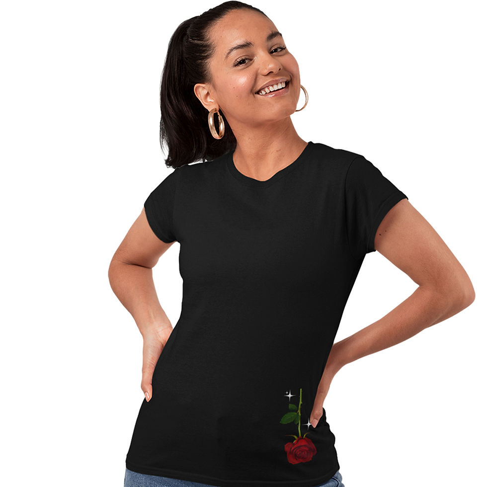 Miniatura: Camiseta Feminina Streetwear Rosas Vermelhas e Cobra