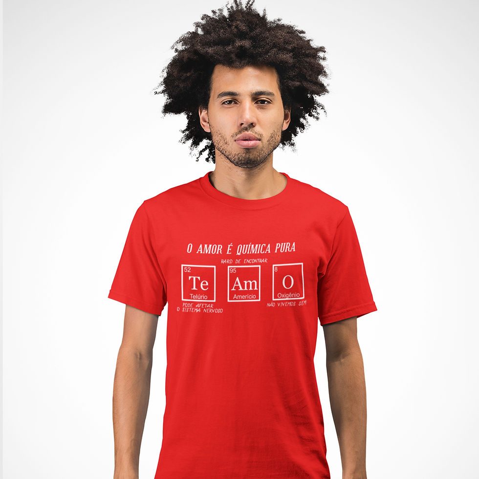 Miniatura: Camiseta Masculina Amor é Química Pura Namorados Elementos