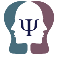 Psychology symbol with letter Psi, dark colors