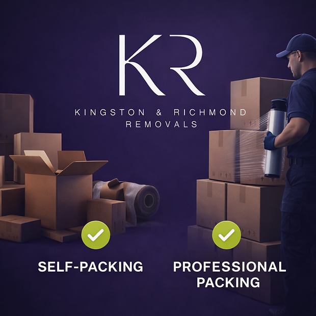 kingston and richmond mover wrapping boxes with plastic for a expert move in battersea.PNG