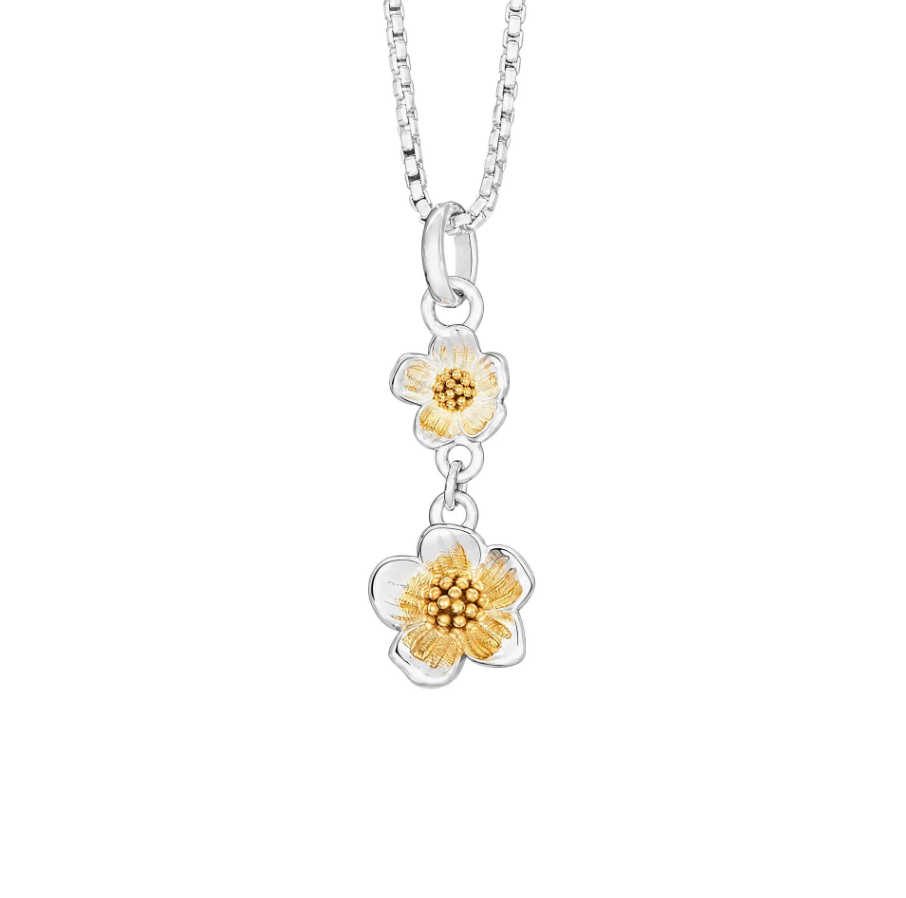 Laura Ashley Sterling Silver Two Tone Mathilde Mural Floral Necklace N4796