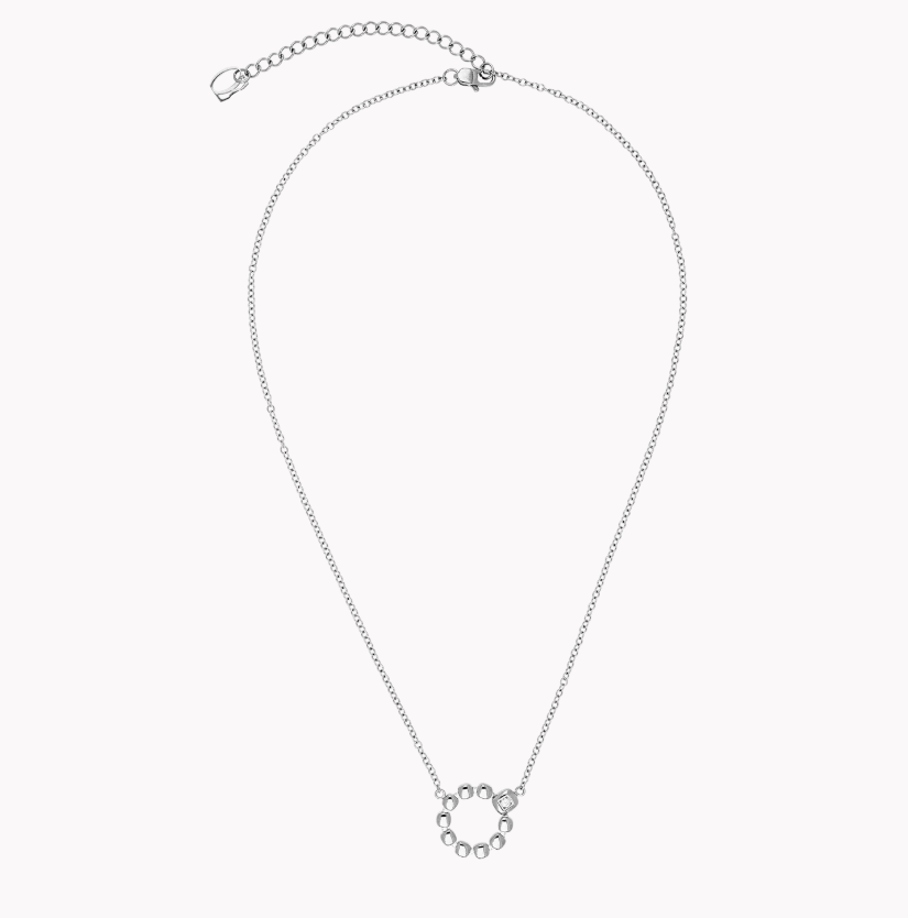 Coeur De Lion Silver Tone Small Soft Cube Circle Glow Necklace 2056/10-1817