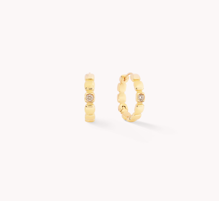 Coeur De Lion Gold Tone Soft Cube Circle Glow Sunset Hoop Earrings 2055/23-0316
