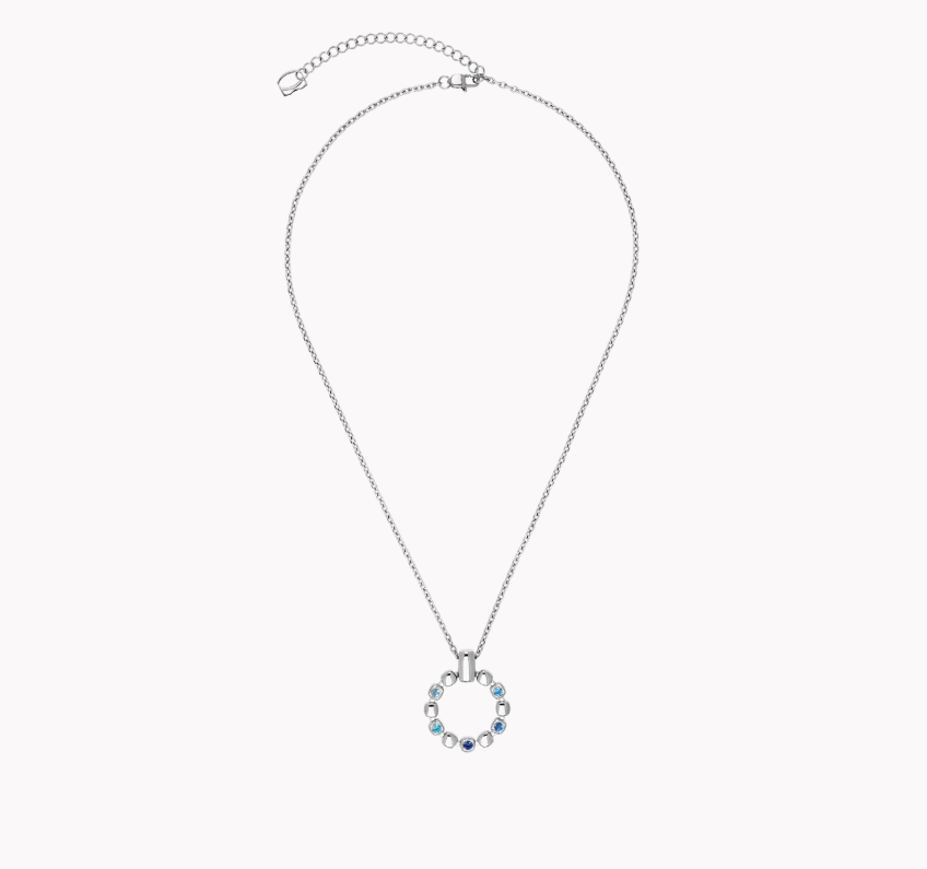 Coeur De Lion Silver Tone Soft Cube Circle Glow Ocean Necklace 2055/10-0717