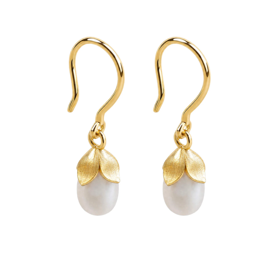 Laura Ashley Gold Plated Sterling Silver Lindrop Flower Bud Hook Earrings E6839