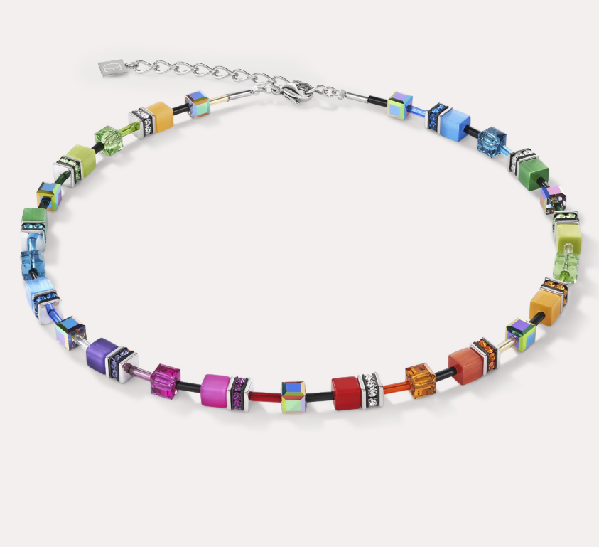 Coeur De Lion GeoCUBE® multicolour rainbow Necklet 2838/10-1520