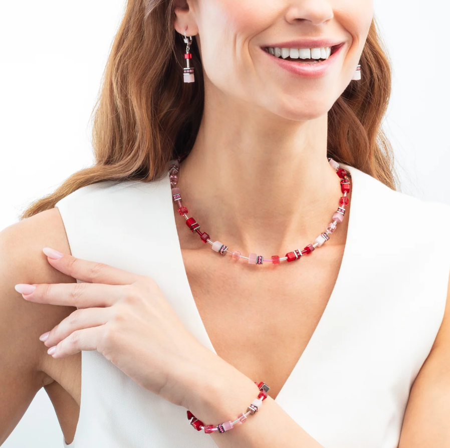 Thumbnail: Coeur De Lion Silver Tone GeoCUBE® Iconic Rosé Blush Bracelet 2838/30-1903