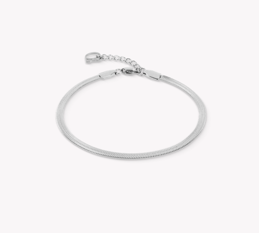 Coeur De Lion Silver Tone Flat Snake Chain Bracelet 0806/30-1700