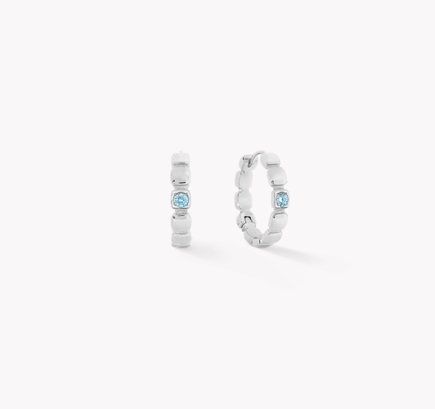 Coeur De Lion Silver Tone Soft Cube Circle Glow Ocean Hoop Earrings 2055/23-0717