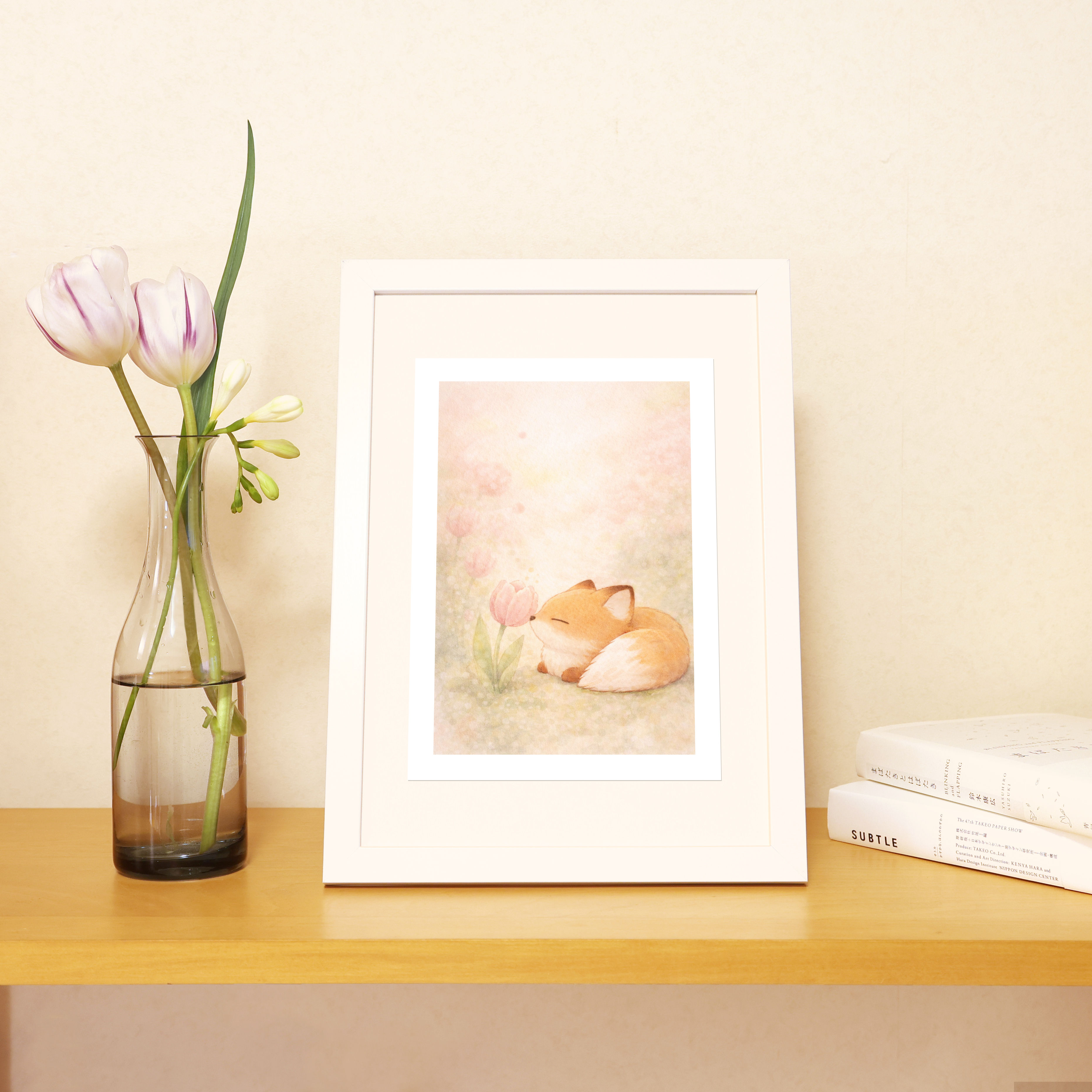 アートプリント｜チューリップときつね