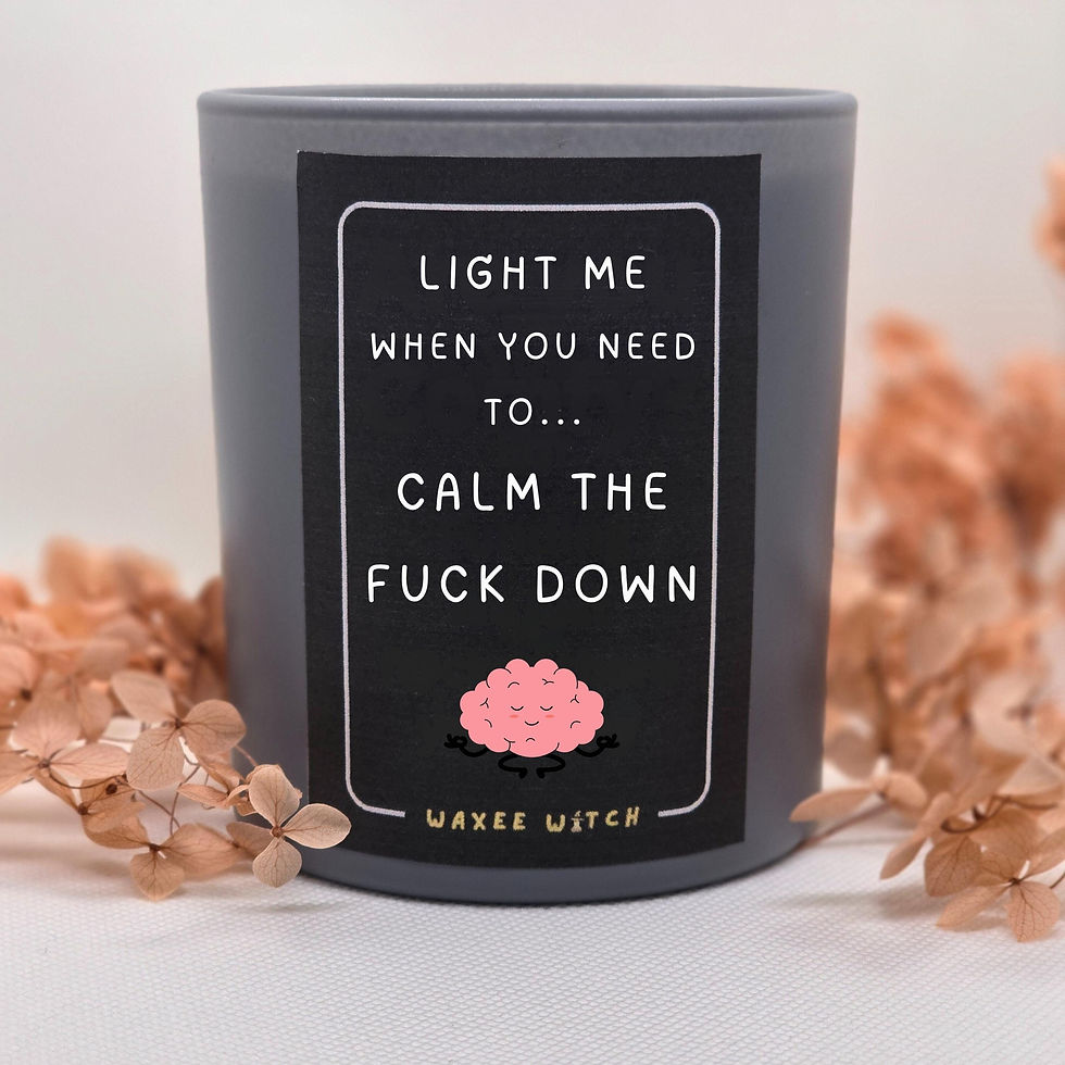 Stress Relief Scented Funny Sticker Candle, Wood Wick Soy Wax Home Decor