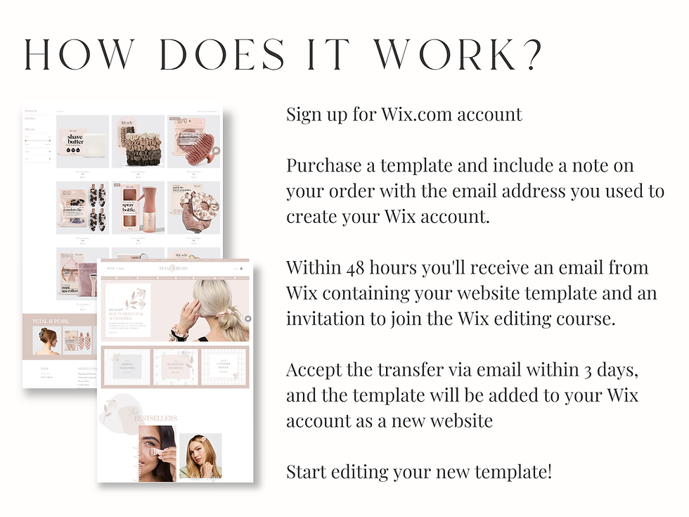 Thumbnail: E-Commerce Online Shop Wix Website Template for Beauty Products - Petal & Pearl