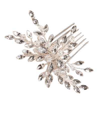 Rhinestone Embellished Hair Comb - Horn Effect Decorative Insert Comb With Crystals