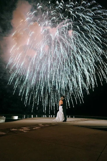 Fireworks display celebrating Bailey and Jake Bailey's luxury destination wedding in Los Cabos.