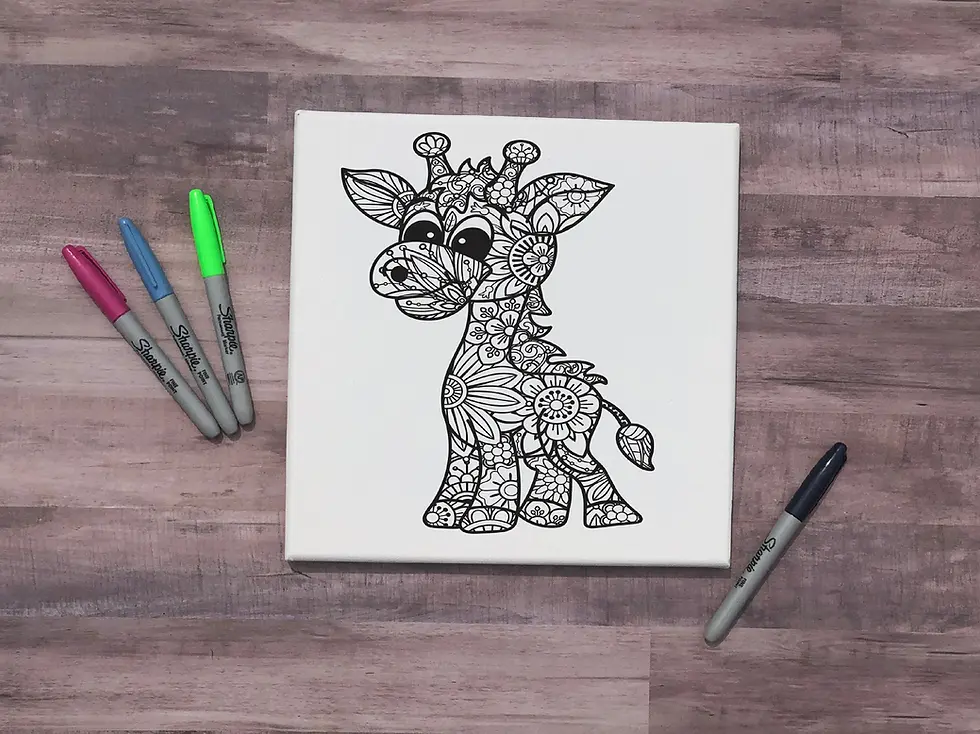 Thumbnail: Color Your Own Canvas Wall Sign, Giraffe Wall Art for Kids and Adults