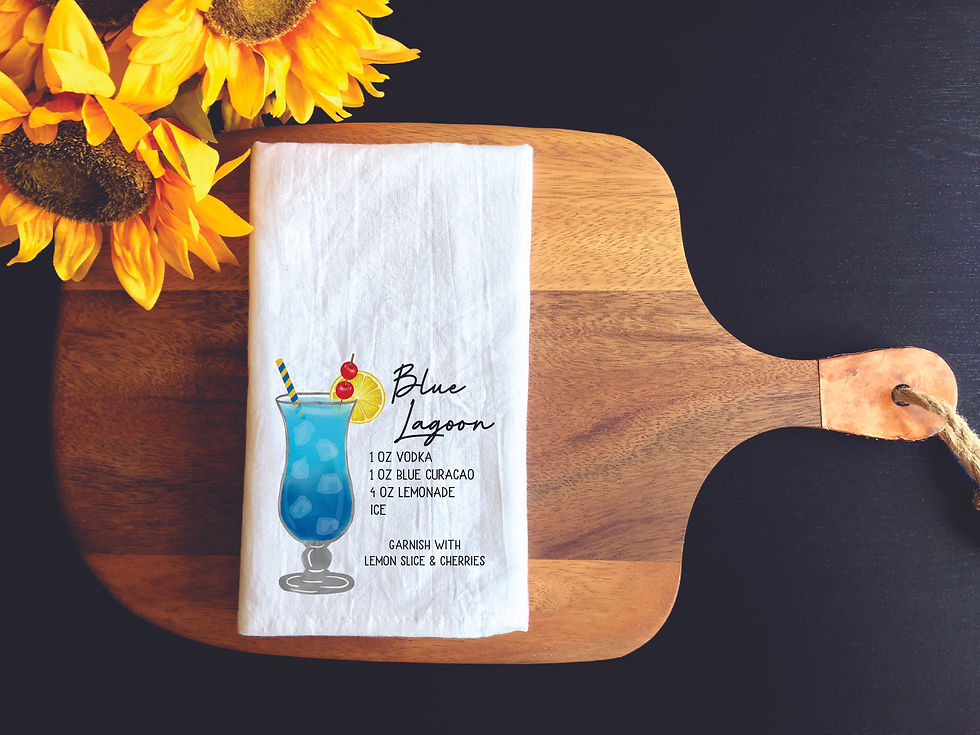 Thumbnail: Blue Lagoon Mixed Drink Recipe Cotton Dish Towel