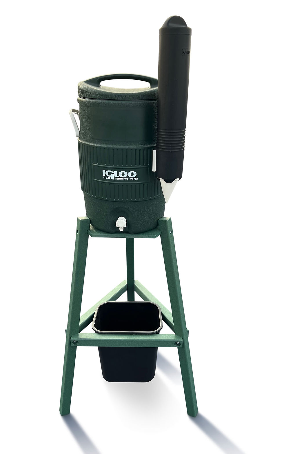 Thumbnail: Poly Lumber Courtside Cooler Stand (#836) – shown with optional cooler/trashcan